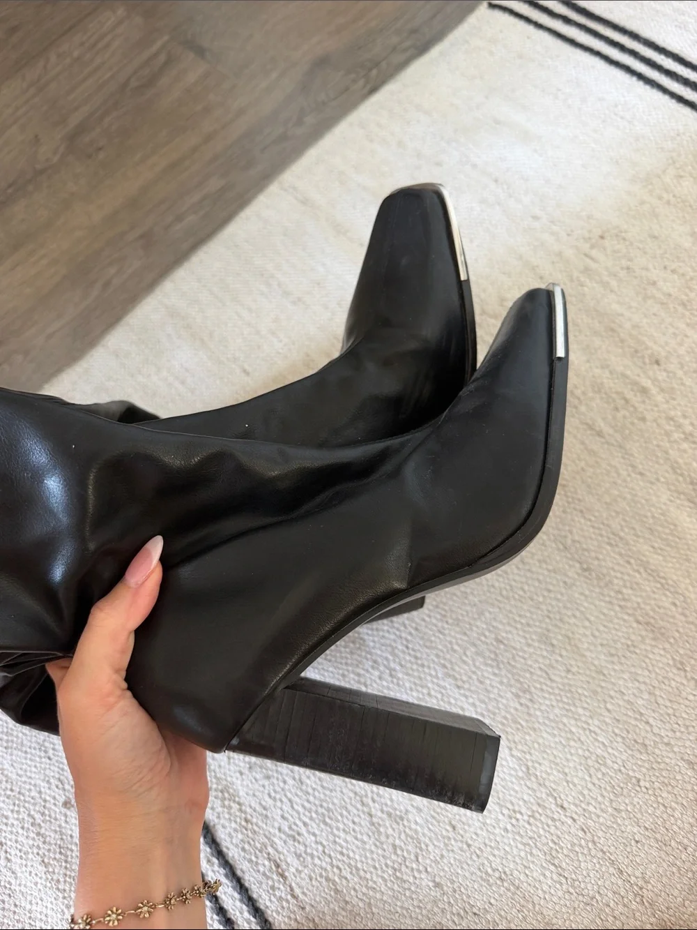Steve Madden Black Over-the-Knee Square-Toe Block Heel Boots